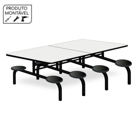 Mesa para Refeitório 8 Lugares MDP Branco de 25 mm